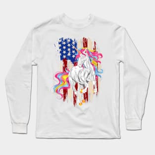 Americorn Patriotic Unicorn America Stars Flag Premium Long Sleeve T-Shirt